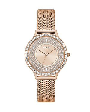  Shop Authentic Guess Soiree Diamonds Rose Gold Dial Rose Gold Mesh Bracelet Watch for Women - GW0402L3 - Luxxuri