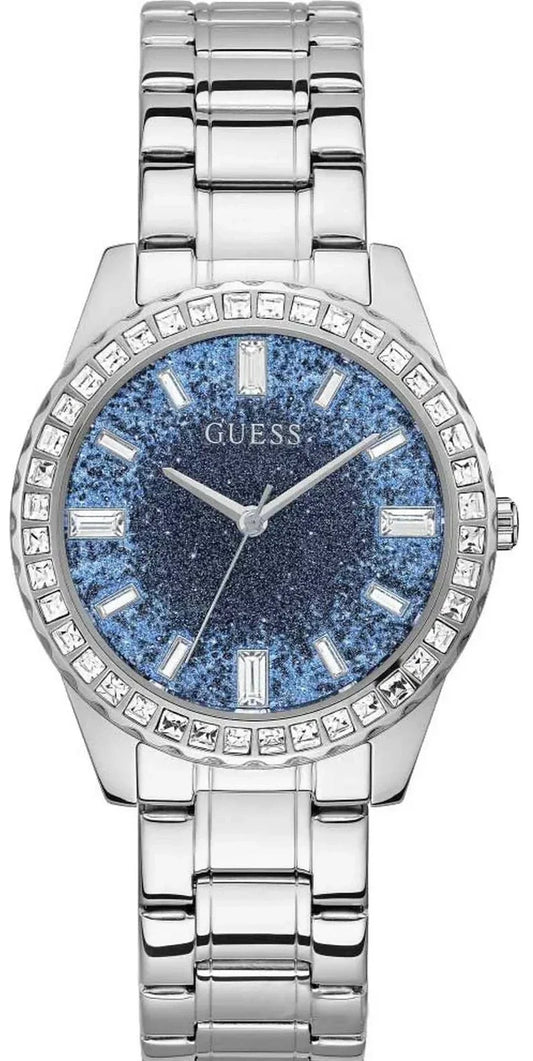  Shop Authentic Guess Glitter Burst Diamonds Blue Dial Silver Steel Strap Watch for Women - GW0405L1 - Luxxuri