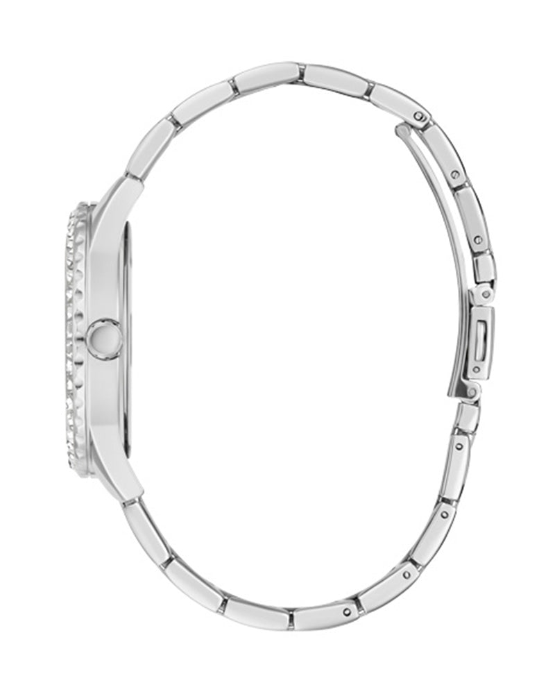  Shop Authentic Guess Glitter Burst Diamonds Blue Dial Silver Steel Strap Watch for Women - GW0405L1 - Luxxuri