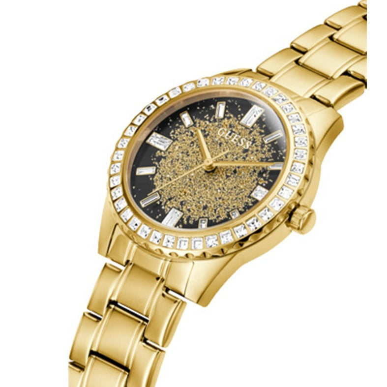  Shop Authentic Guess Night Life Diamonds Black Dial Gold Steel Strap Watch for Women - GW0405L2 - Luxxuri