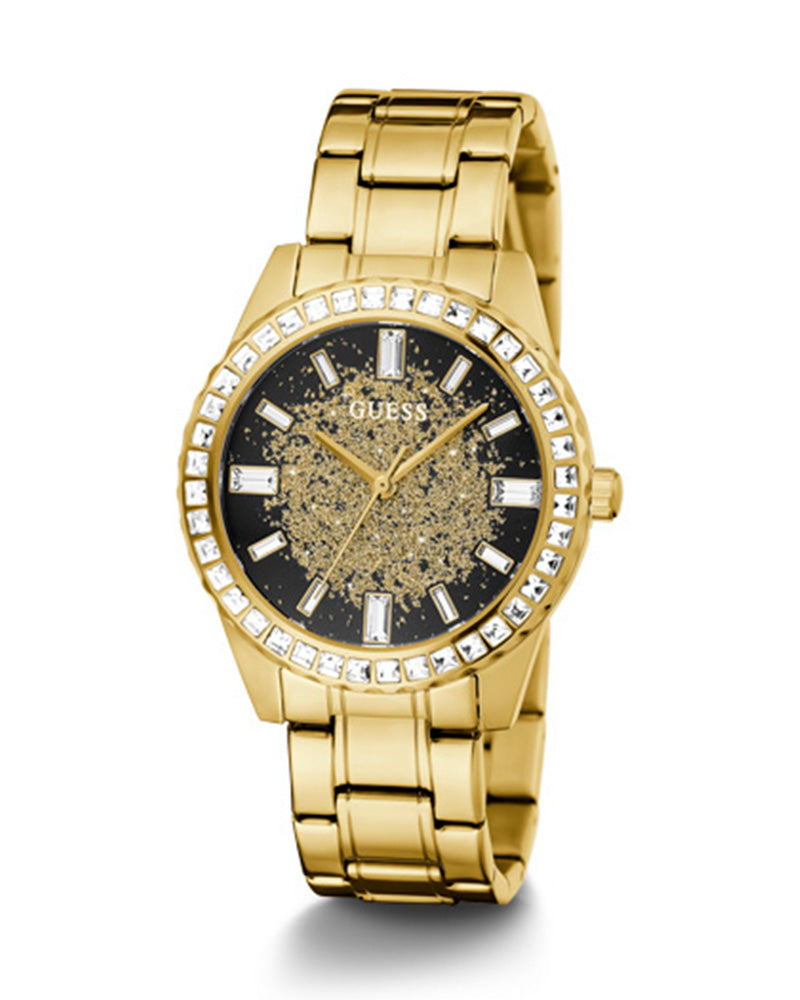  Shop Authentic Guess Night Life Diamonds Black Dial Gold Steel Strap Watch for Women - GW0405L2 - Luxxuri