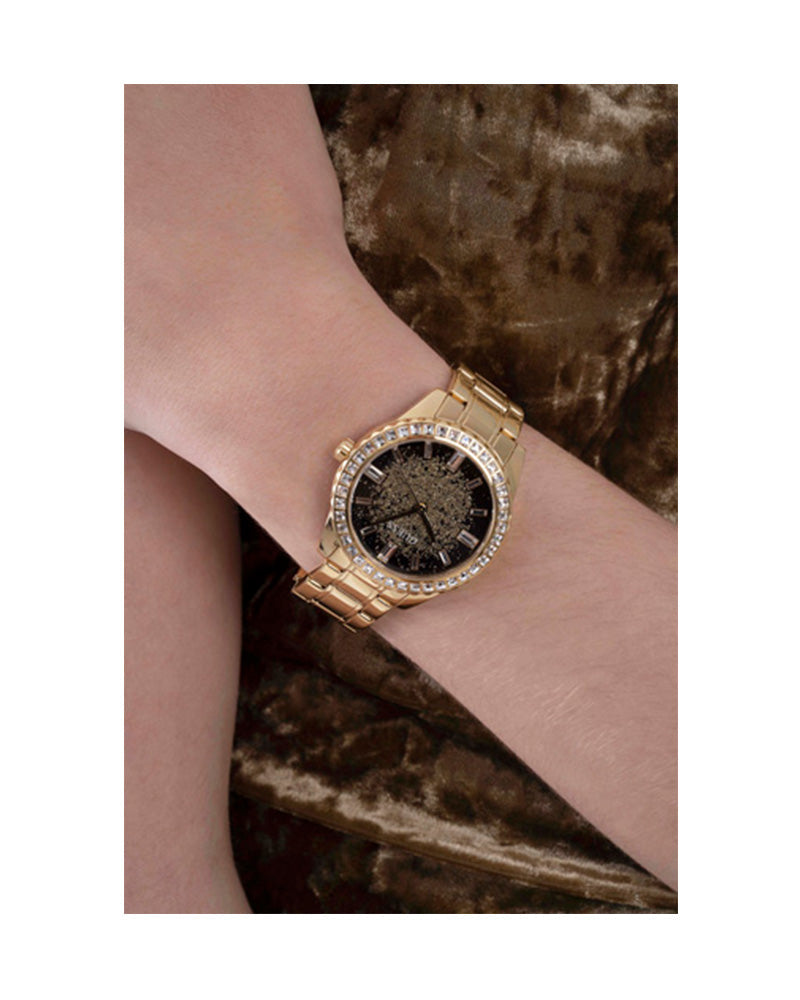  Shop Authentic Guess Night Life Diamonds Black Dial Gold Steel Strap Watch for Women - GW0405L2 - Luxxuri