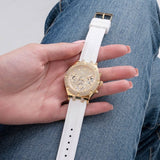  Shop Authentic Guess Heiress Diamonds Gold Dial White Rubber Strap Watch for Women - GW0407L2 - Luxxuri