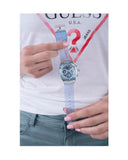  Shop Authentic Guess Athena Active Life Clear White Dial Blue Rubber Strap Watch for Women - GW0409L1 - Luxxuri