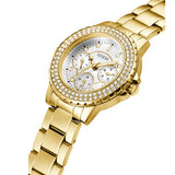  Shop Authentic Guess Crown Jewel Diamonds White Dial Gold Steel Strap Watch for Women - GW0410L2 - Luxxuri
