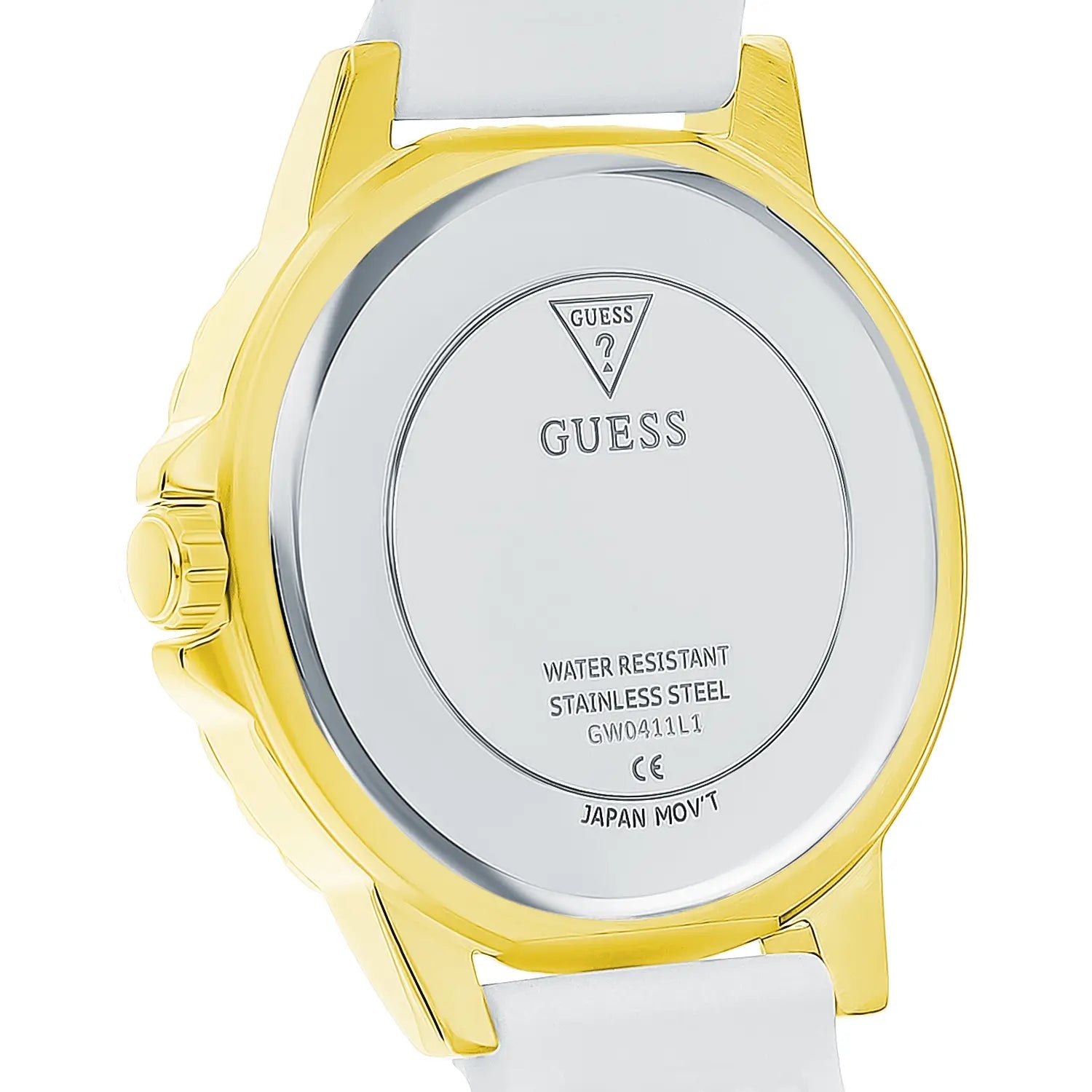  Shop Authentic Guess Crown Jewel Multifunction Diamonds White Dial White Leather Strap Watch for Women - GW0411L1 - Luxxuri