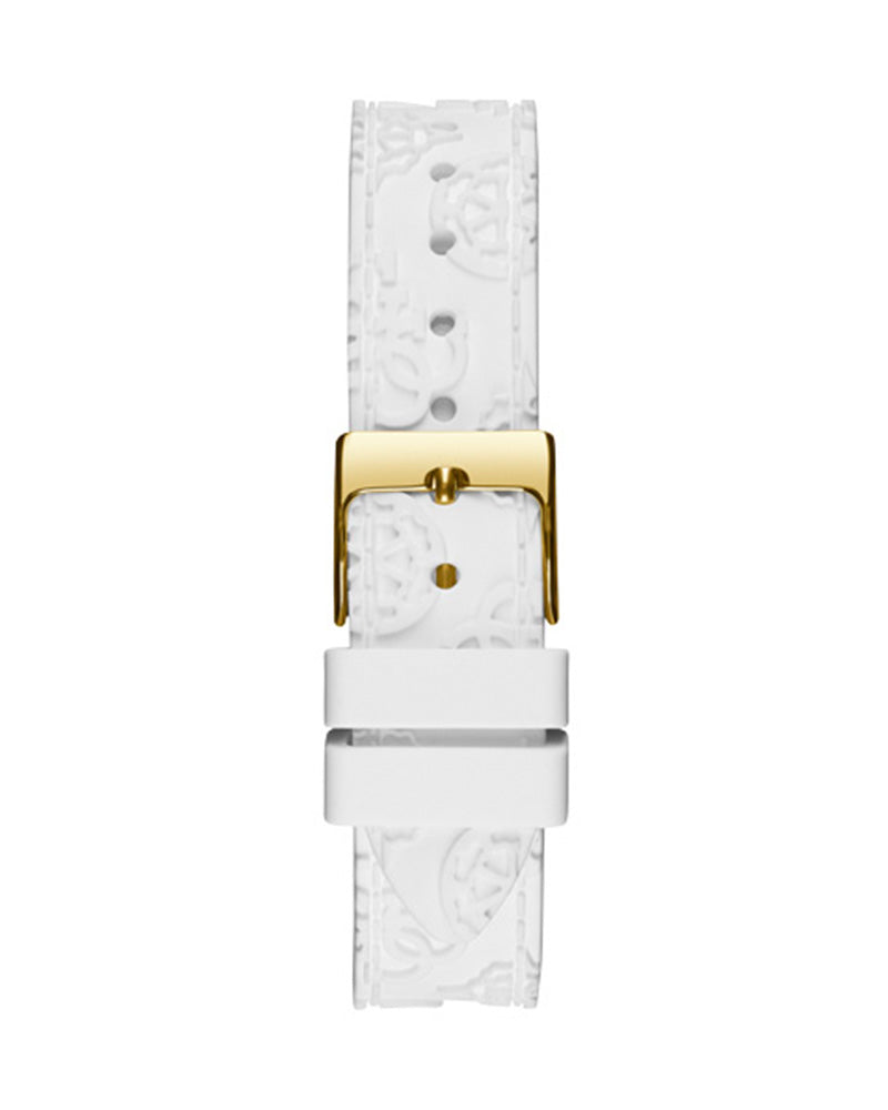  Shop Authentic Guess Crown Jewel Multifunction Diamonds White Dial White Leather Strap Watch for Women - GW0411L1 - Luxxuri