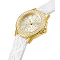  Shop Authentic Guess Crown Jewel Multifunction Diamonds White Dial White Leather Strap Watch for Women - GW0411L1 - Luxxuri