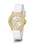  Shop Authentic Guess Crown Jewel Multifunction Diamonds White Dial White Leather Strap Watch for Women - GW0411L1 - Luxxuri