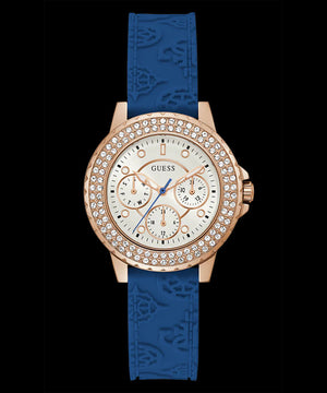  Shop Authentic Guess Crown Jewel Diamonds White Dial Blue Rubber Strap Watch for Women - GW0411L2 - Luxxuri