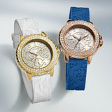  Shop Authentic Guess Crown Jewel Diamonds White Dial Blue Rubber Strap Watch for Women - GW0411L2 - Luxxuri