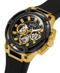  Shop Authentic Guess Matrix Multifunction Gold Dial Black Rubber Strap Watch For Men - GW0423G2 - Luxxuri