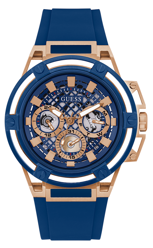 Guess Matrix Multifunction Blue Dial Blue Rubber Strap Watch for Men - GW0423G4