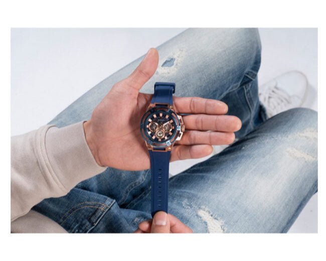  Shop Authentic Guess Matrix Multifunction Blue Dial Blue Rubber Strap Watch for Men - GW0423G4 - Luxxuri