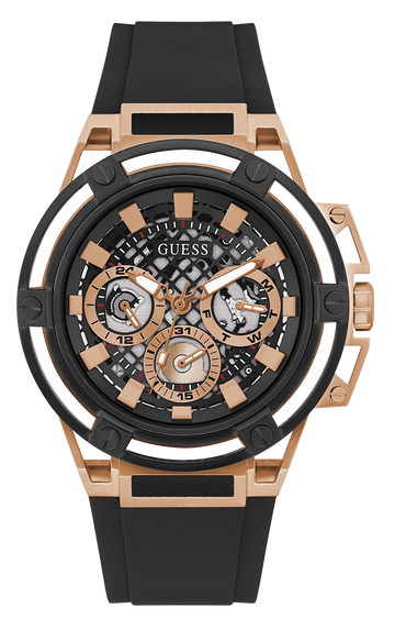  Shop Authentic Guess Matrix Multifunction Black Dial Black Rubber Strap Watch For Men - GW0423G5 - Luxxuri