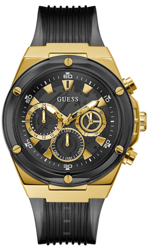 Shop Authentic Guess Poseidon Chronograph Black Dial Black Silicone Strap Watch For Men - GW0425G1 - Luxxuri