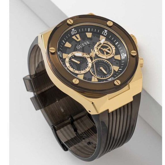  Shop Authentic Guess Poseidon Chronograph Black Dial Black Silicone Strap Watch For Men - GW0425G1 - Luxxuri