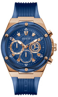  Shop Authentic Guess Poseidon Chronograph Blue Dial Blue Silicone Strap Watch For Men - GW0425G3 - Luxxuri