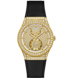  Shop Authentic Guess Princess Crystals Gold Dial Black Silicone Strap Watch For Women - GW0439L2 - Luxxuri