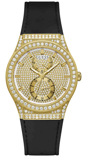  Shop Authentic Guess Princess Crystals Gold Dial Black Silicone Strap Watch For Women - GW0439L2 - Luxxuri