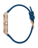  Shop Authentic Guess Multifunction Crystals Rose Gold Dial Blue Rubber Strap Watch For Women - GW0439L4 - Luxxuri