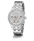 Guess Heiress Multifunction Diamonds Silver Dial Silver Steel Strap Watch for Women - GW0440L1