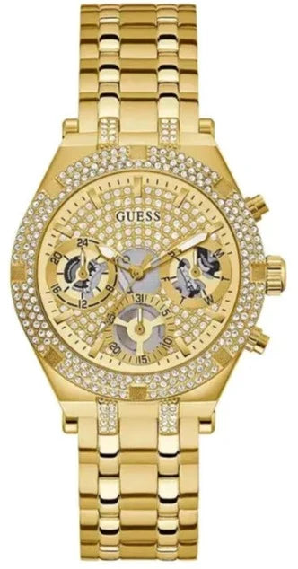  Shop Authentic Guess Heiress Multifunction Diamonds Gold Dial Gold Steel Strap Watch for Women - GW0440L2 - Luxxuri