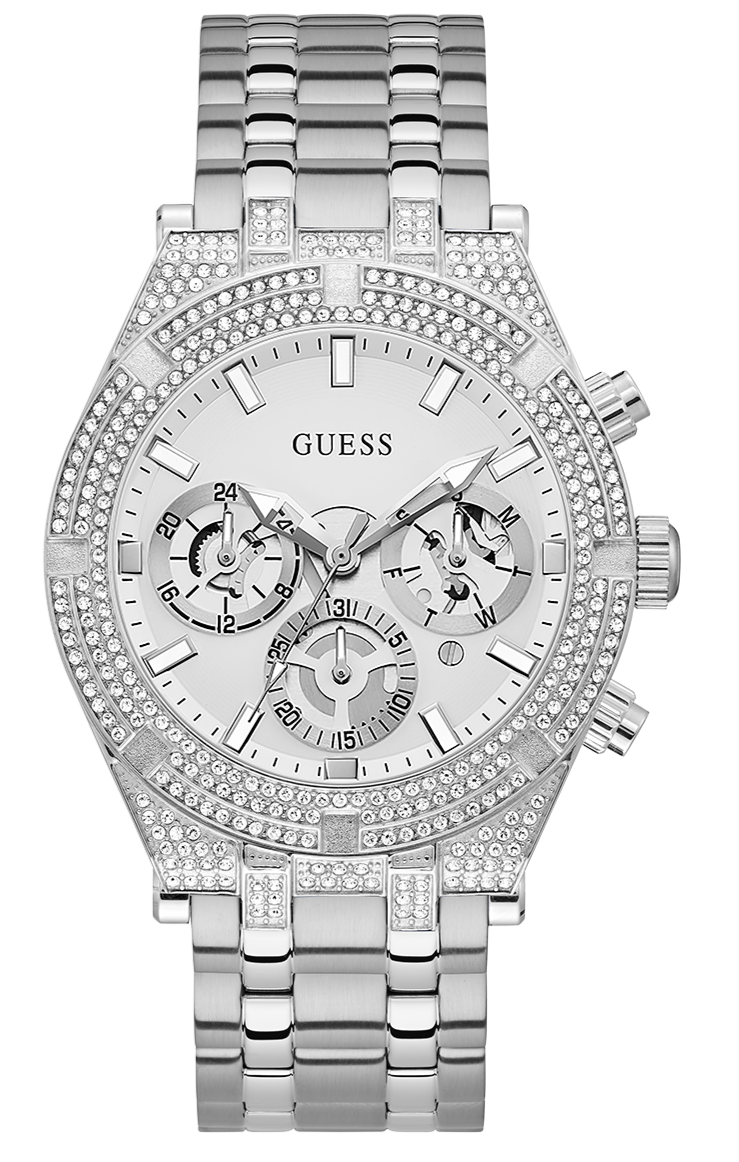  Shop Authentic Guess Multi Function Diamonds Silver Dial Silver Steel Strap Watch For Men - GW0455G1 - Luxxuri
