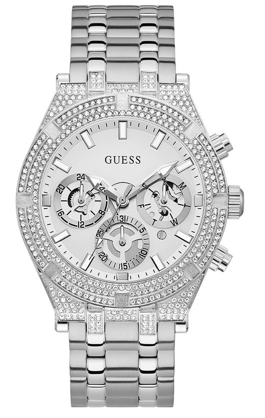  Shop Authentic Guess Multi Function Diamonds Silver Dial Silver Steel Strap Watch For Men - GW0455G1 - Luxxuri