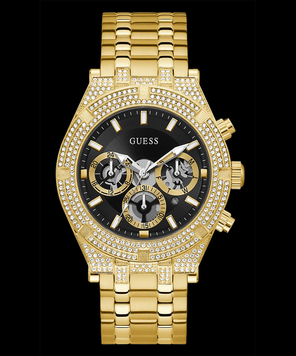  Shop Authentic Guess Multifunction Diamonds Black Dial Gold Steel Strap Watch for Men - GW0455G2 - Luxxuri