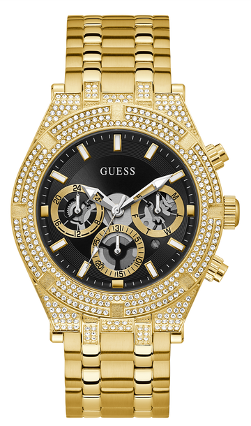  Shop Authentic Guess Multifunction Diamonds Black Dial Gold Steel Strap Watch for Men - GW0455G2 - Luxxuri