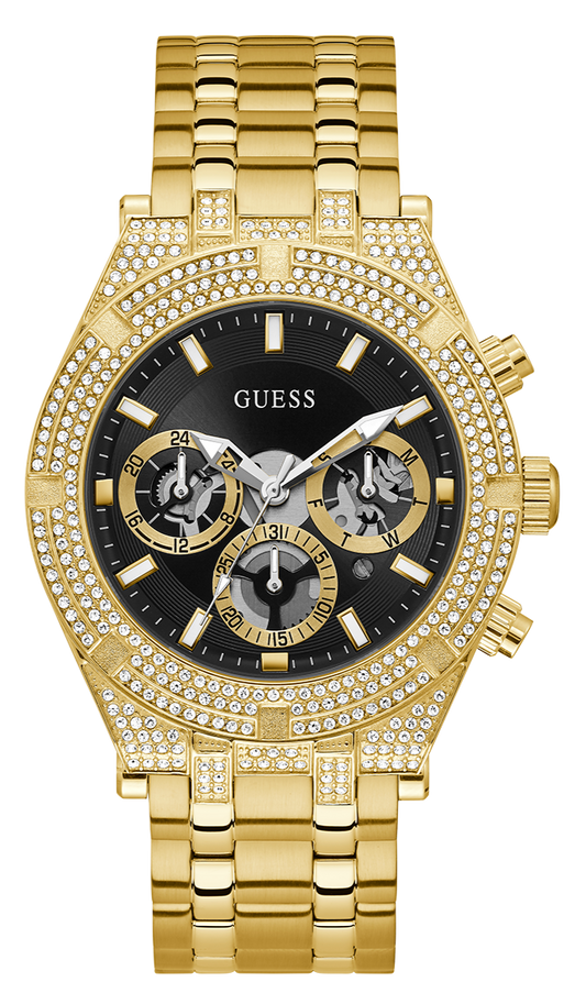  Shop Authentic Guess Multifunction Diamonds Black Dial Gold Steel Strap Watch for Men - GW0455G2 - Luxxuri