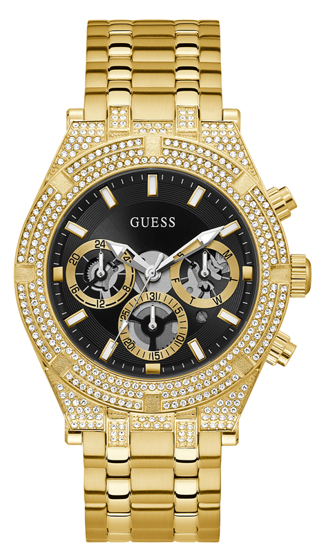  Shop Authentic Guess Multifunction Diamonds Black Dial Gold Steel Strap Watch for Men - GW0455G2 - Luxxuri