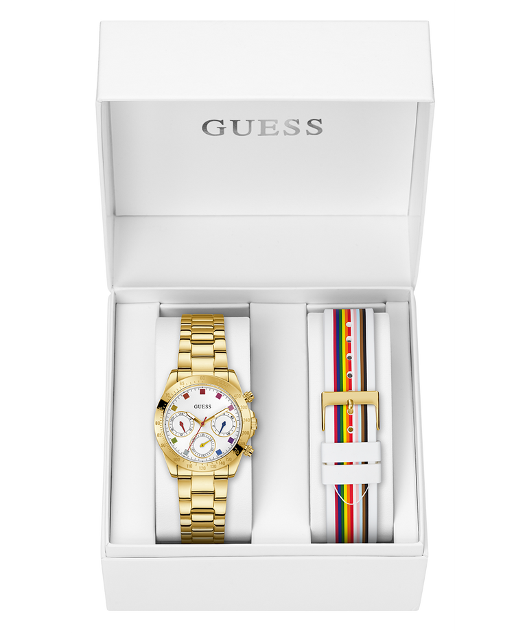 Shop Authentic Guess Exclusive Multi Color White Dial Gold Steel Strap Watch for Women - GW0457L1 - Luxxuri