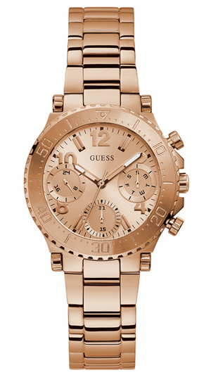  Shop Authentic Guess Cosmic Chronograph Rose Gold Dial Rose Gold Steel Strap Watch for Women - GW0465L2 - Luxxuri