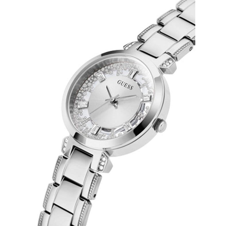  Shop Authentic Guess Night Life Clear Silver Dial Silver Steel Strap Watch for Women - GW0470L1 - Luxxuri