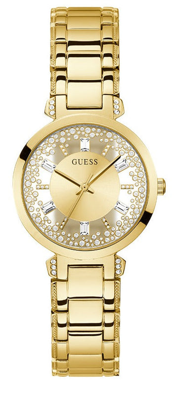  Shop Authentic Guess Crystal Clear Analog Gold Dial Gold Steel Strap Watch for Women - GW0470L2 - Luxxuri