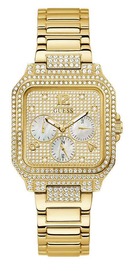  Shop Authentic Guess Deco Quartz Crystals Gold Dial Gold Steel Strap Watch For Women - GW0472L2 - Luxxuri
