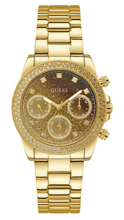  Shop Authentic Guess Sol Chronograph Gold Dial Gold Steel Strap Watch For Women - GW0483L2 - Luxxuri