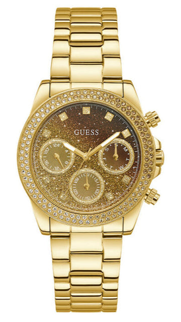  Shop Authentic Guess Sol Chronograph Gold Dial Gold Steel Strap Watch For Women - GW0483L2 - Luxxuri