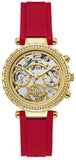  Shop Authentic Guess Solstice Diamonds Gold Dial Red Rubber Strap Watch for Women - GW0484L1 - Luxxuri