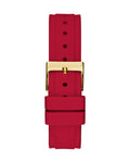 Guess Solstice Diamonds Gold Dial Red Rubber Strap Watch for Women - GW0484L1