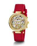  Shop Authentic Guess Solstice Diamonds Gold Dial Red Rubber Strap Watch for Women - GW0484L1 - Luxxuri