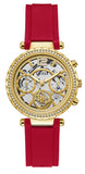  Shop Authentic Guess Solstice Diamonds Gold Dial Red Rubber Strap Watch for Women - GW0484L1 - Luxxuri