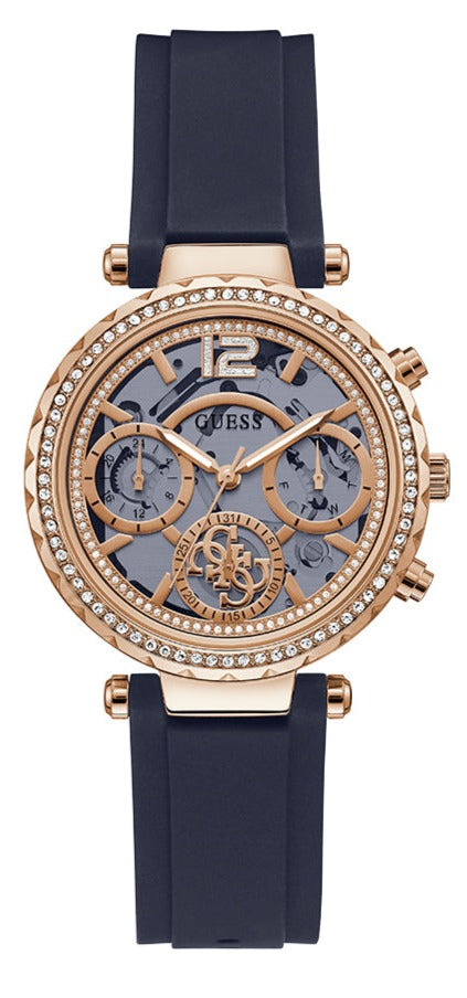  Shop Authentic Guess Solistice Diamonds Roe Gold Dial Black Rubber Strap Watch for Women - GW0484L2 - Luxxuri