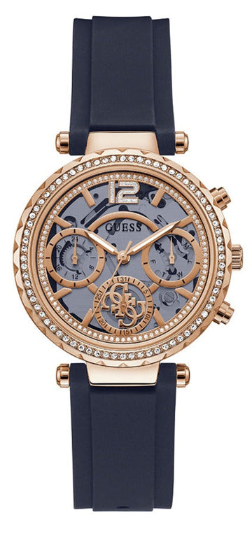  Shop Authentic Guess Solistice Diamonds Roe Gold Dial Black Rubber Strap Watch for Women - GW0484L2 - Luxxuri