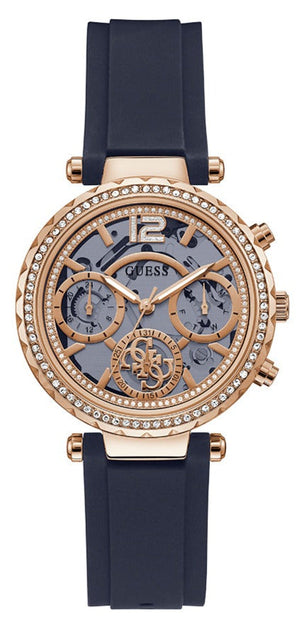  Shop Authentic Guess Solistice Diamonds Roe Gold Dial Black Rubber Strap Watch for Women - GW0484L2 - Luxxuri