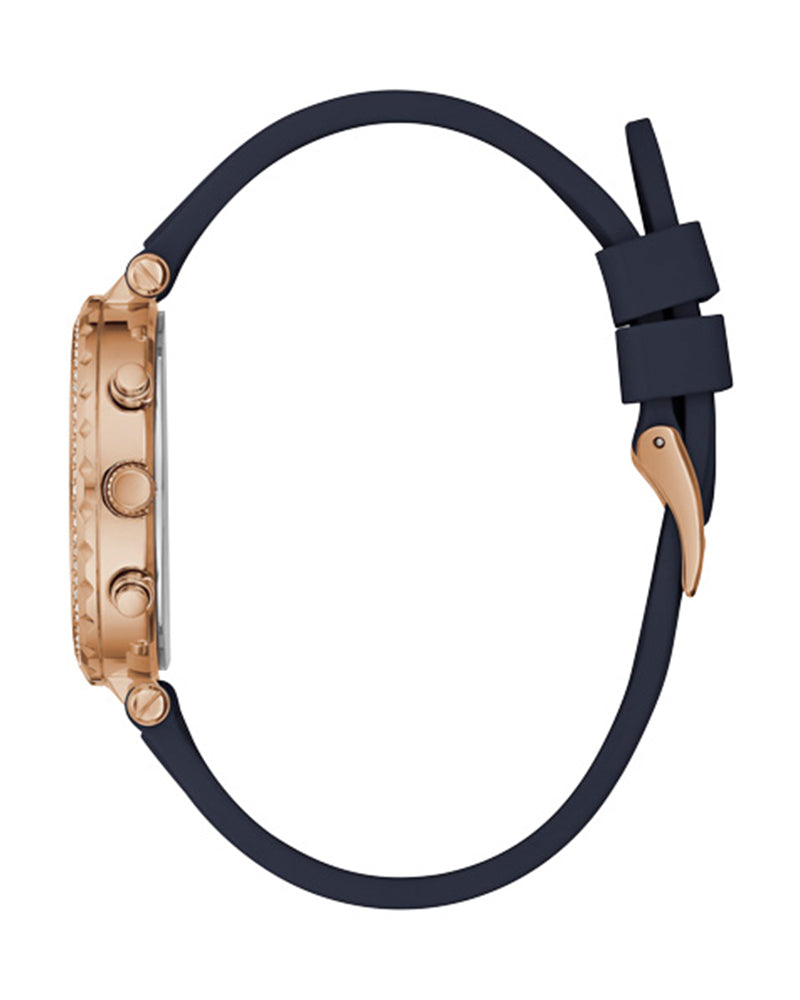  Shop Authentic Guess Solistice Diamonds Roe Gold Dial Black Rubber Strap Watch for Women - GW0484L2 - Luxxuri