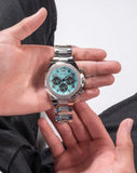  Shop Authentic Guess Empire Chronograph Quartz Sky Blue Dial Silver Steel Strap Watch For Men - GW0489G3 - Luxxuri