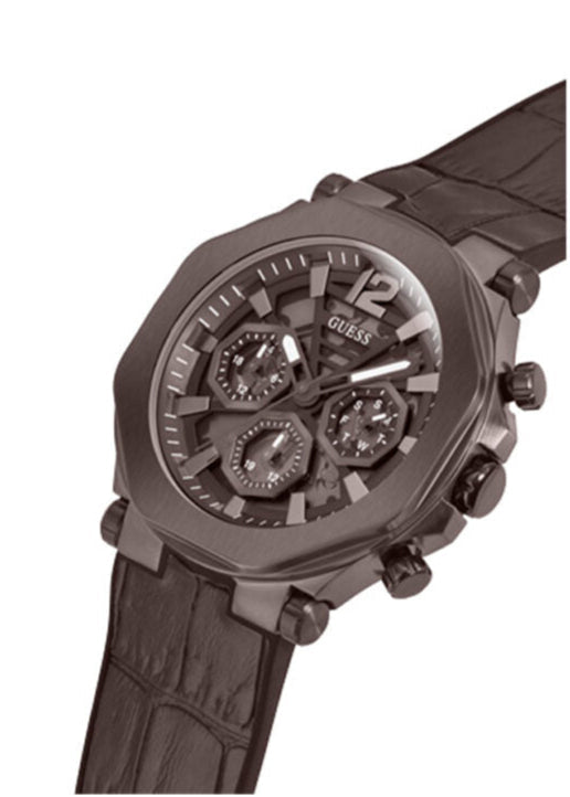  Shop Authentic Guess Edge Chronograph Brown Dial Brown Leather Strap Watch For Men - GW0492G2 - Luxxuri